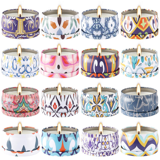 Wfmolcand 16 Pack Small Scented Candles Set-2.5 oz Aromatherapy Candle 100% Natural Soy Wax-Portable Travel Tin Candle for Woman Home Décor Birthdays Meditation