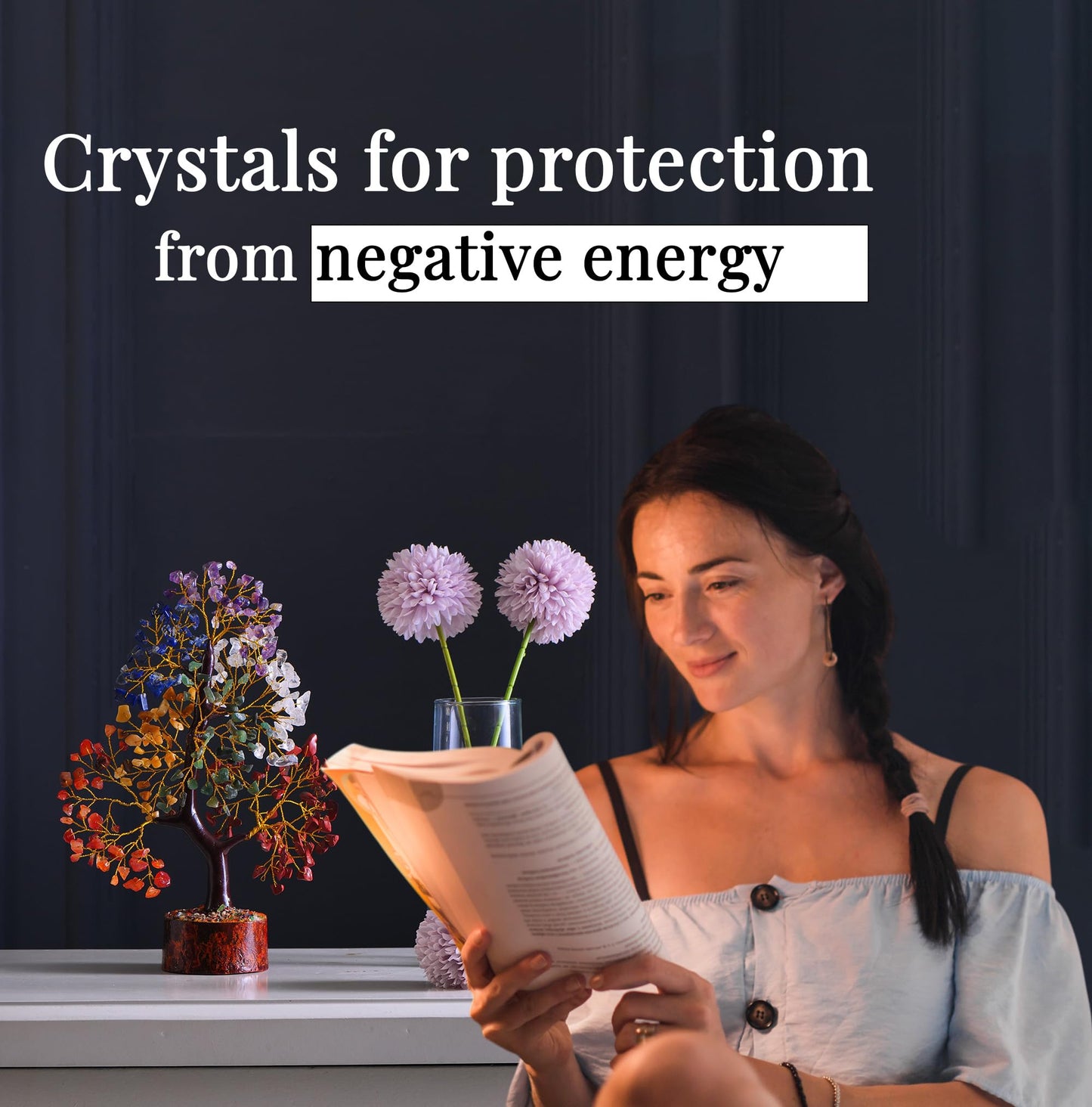 PYOR 7 Chakra Tree of Life, House Warming Gifts New Home, Birthday Gifts for Women, Healing Crystals, Money Tree, Home Office Decor, Office Desk Accessories, Crystals and Healing Stones