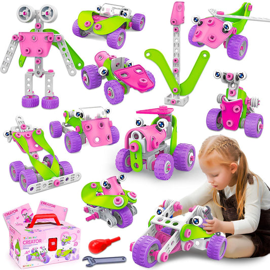 STEM Toys for 4 5 6 7 8+ Year Old Girl Birthday Gifts Pink Educational Building Toys for Kids Ages 4-8 5-7 8-10 Stem Activities Construction Toy for Girls 4-6 6-8 Creative Games Holiday Idea Gift