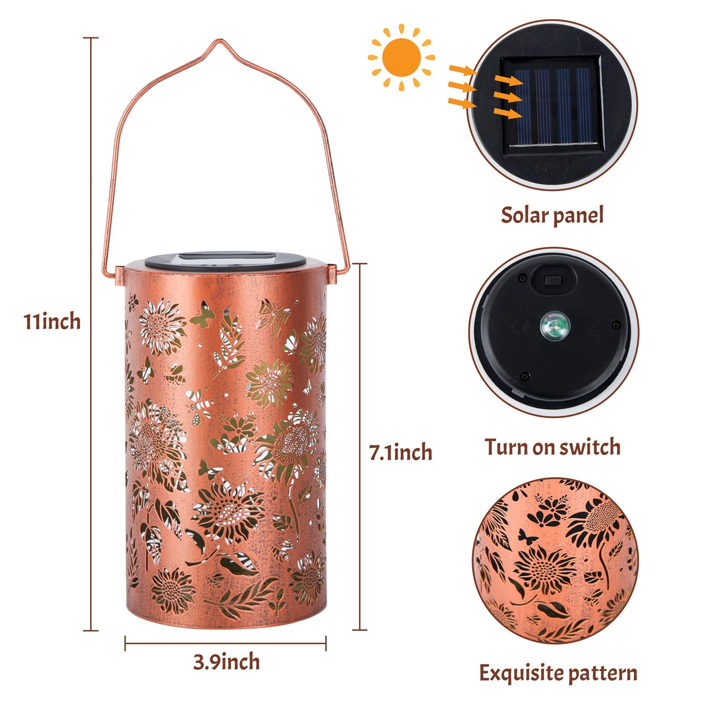 ANYTALK Birthday Gifts for Women Mom Grandma, Sunflower Solar Lanterns Outdoor Waterproof, Hanging Solar Lights for Yard, Patio, Porch, Garden Decor