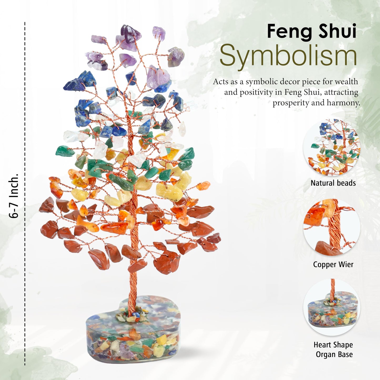 Crocon Crystal Heart Base Tree Good Luck Birthday Gifts for Womens, Mom, 7 Chakra Healing Stones & Crystals Tree of Life for Positive Energy Feng Shui Décor Home and Office Desk Decor Present for her