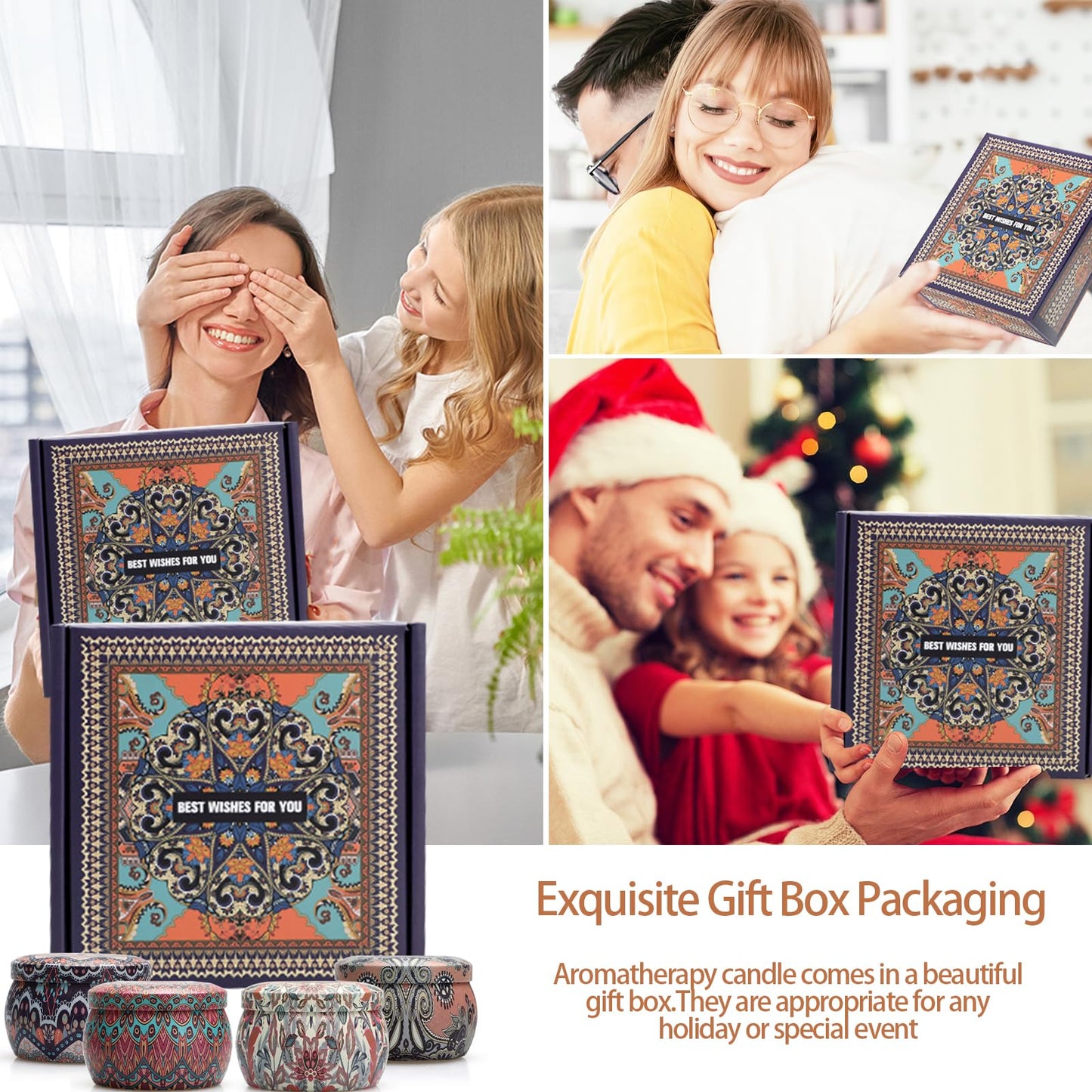 Scented Candles Gift Set, Candles Gifts for Women, 4 Pack 4.4 oz Aromatherapy Candles, Stocking Stuffers for Women, Stress Relief Gifts for Girlfriend, Teacher, Mom, Anniversary, Birthday, Christmas