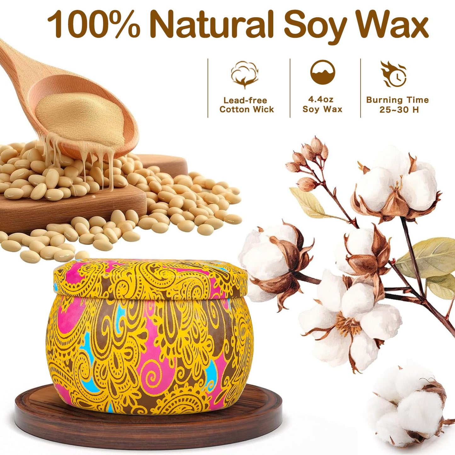 Scented Candles Gifts Set for Women, Aromatherapy Candles for Home Scented, Upgraded Large Tin of Soy Candle Lavender Candle Birthday Gifts for Women Mom Bath Spa Meditation Valentine Gifts Candles