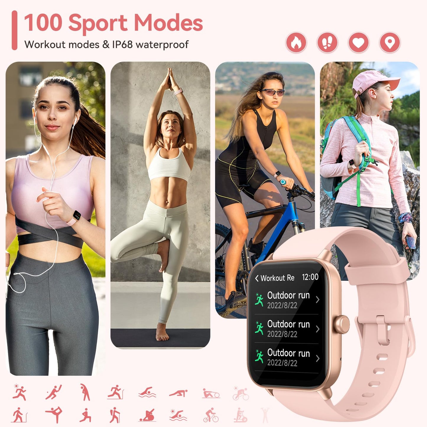 Smart Watches for Women, 1.8" HD Smart Watch (Answer/Make Call) for iPhone/Android, Alexa Bulit-in, Fitness Watch with Sleep/Health Monitor, Watches for Women with 110 Sport Mode, IP68 Waterproof 