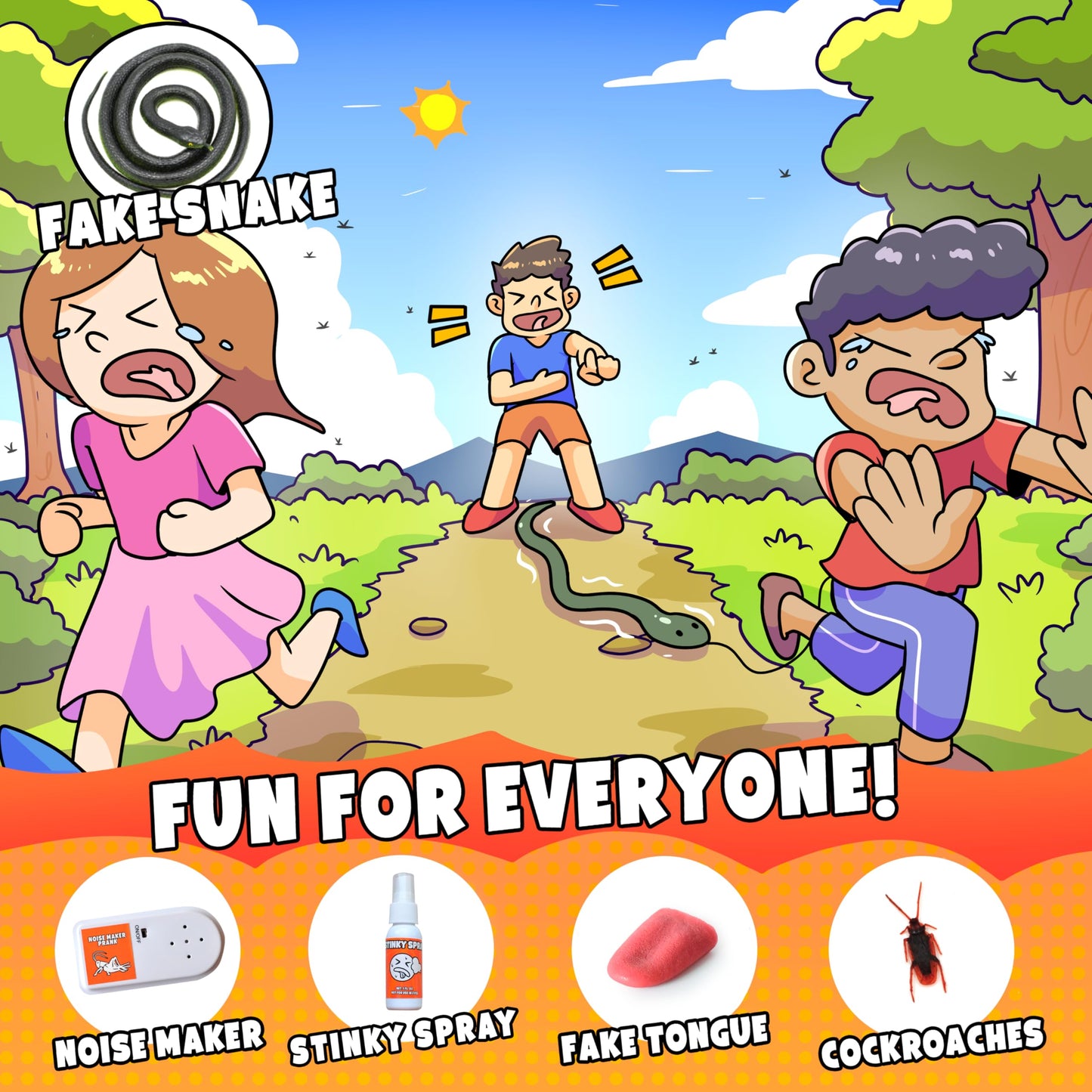 DIMROM Prank Kit for Kids - 25 Gags & Practical Joke Toys - Prank Stuff for April Fools - Ultimate Practical Jokes - Gag Gifts for Kids - Big Funny Toys Pack Set Box + Bonus Inside