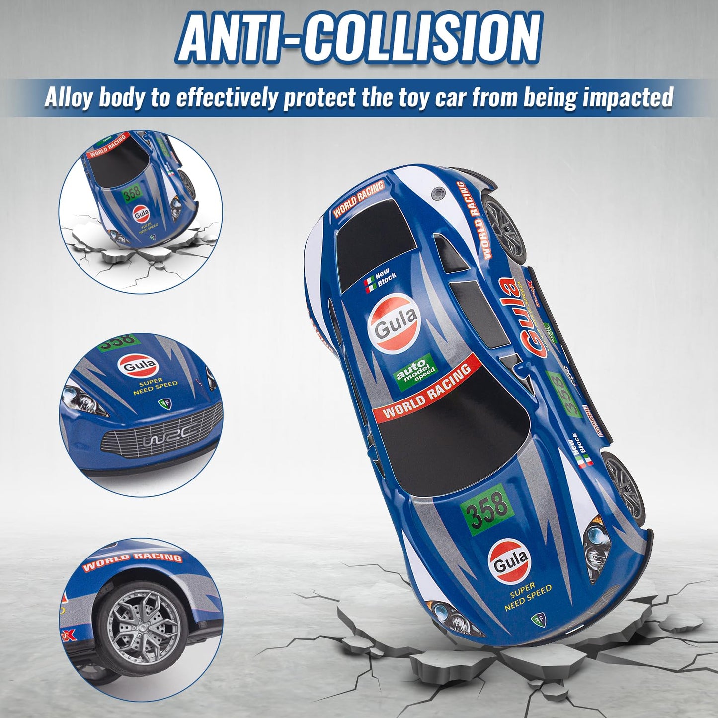 Race Toy Cars for Toddler Boys Girls 7 Inch Friction Powered Trucks for Kids Ages 3 4 5 6 7 8 Years Old Stocking Stuffers for Kids - 6Pack