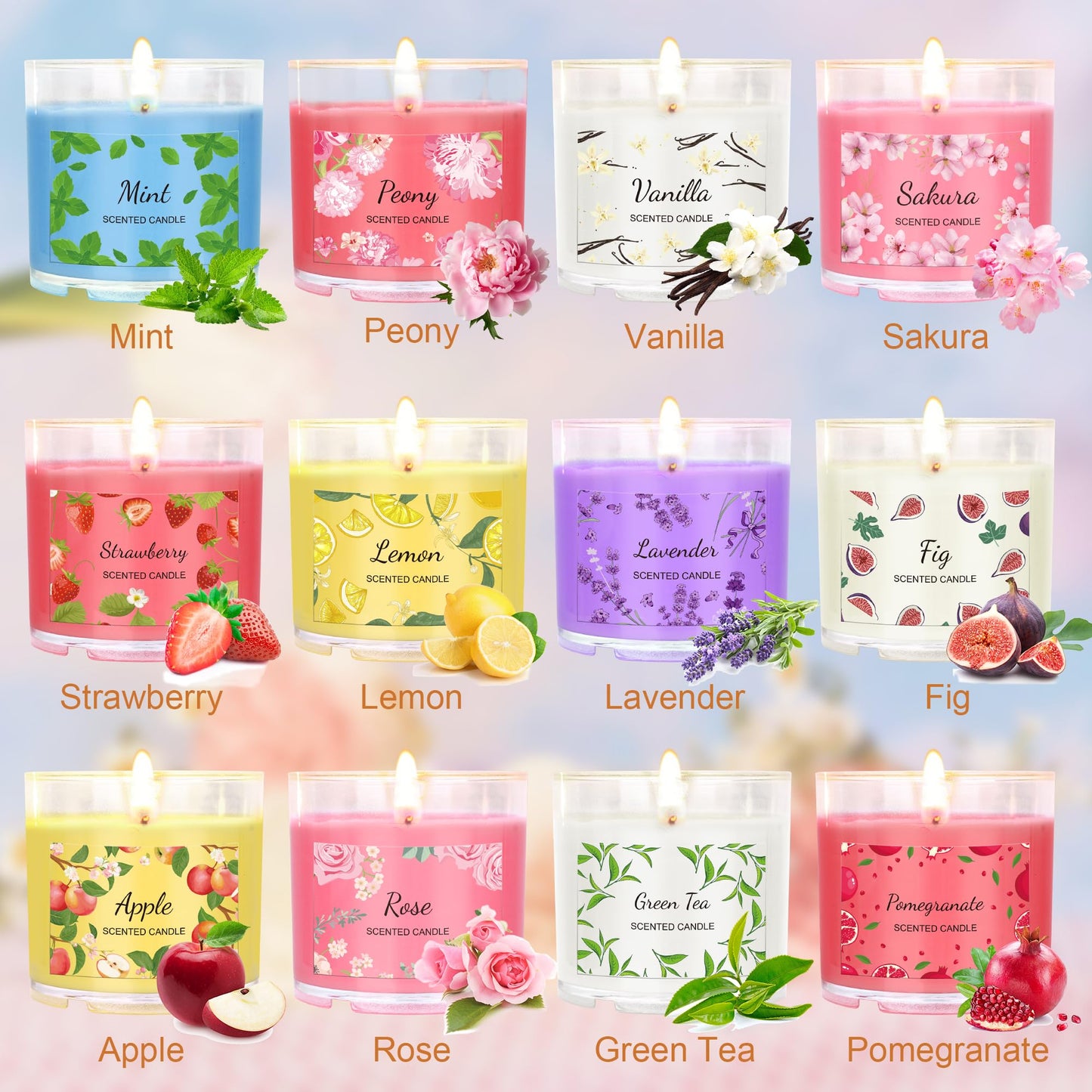Scented Candles for Home, 12 Pack Candle Set for Women, Small Soy Candles Bulk, Mothers Day Gifts from Daughter - Mini Candle Gift Set for Bridesmaid Anniversary Birthday Valentines Christmas