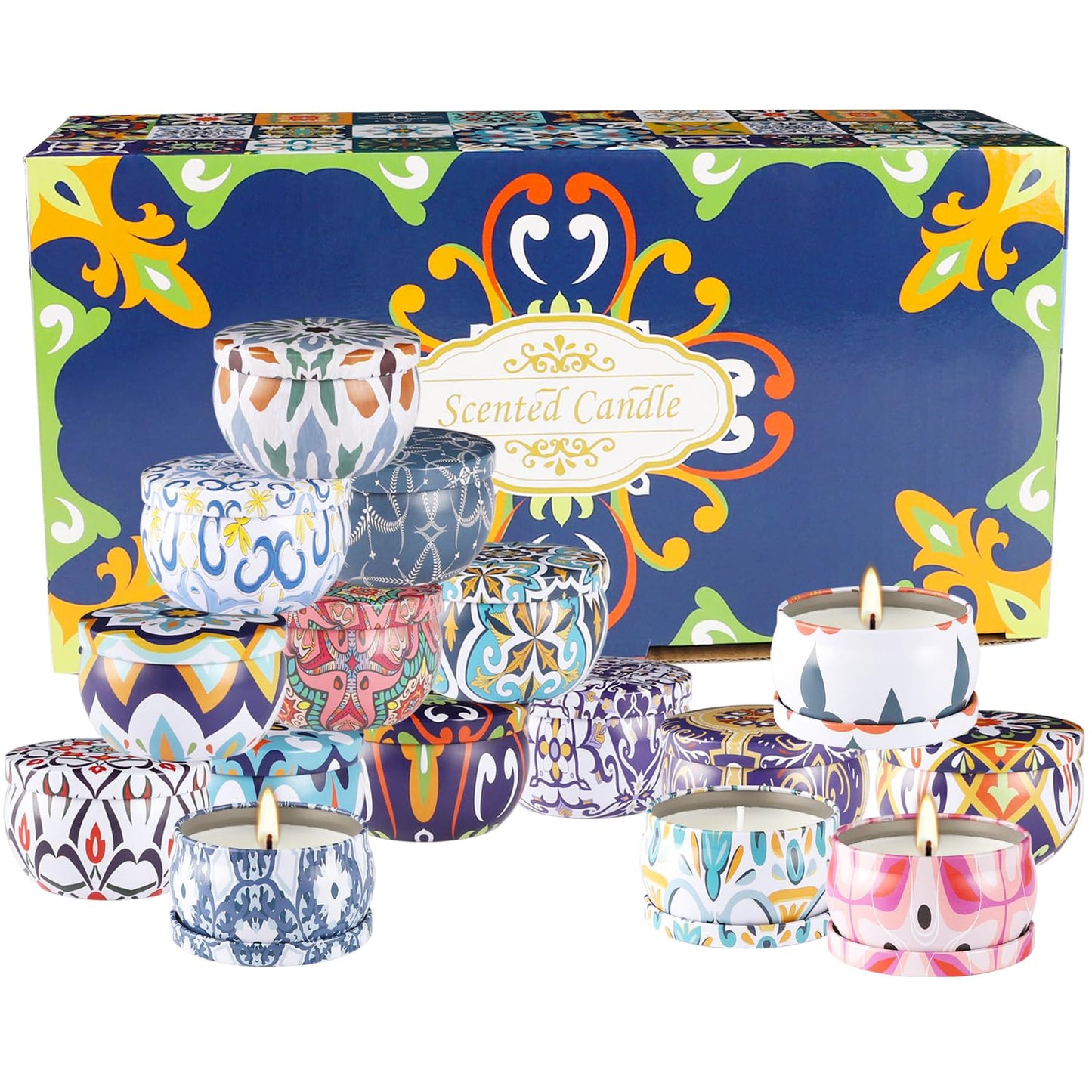 Wfmolcand 16 Pack Small Scented Candles Set-2.5 oz Aromatherapy Candle 100% Natural Soy Wax-Portable Travel Tin Candle for Woman Home Décor Birthdays Meditation