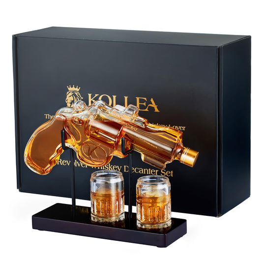 Birthday Gifts for Men Dad, Kollea Gun Whiskey Decanter Set with Shot Glass, Cool Anniversary Christmas Gifts Ideas for Him Husband Brother, Funny Military Retirement Present, Home Bar Drinking Party