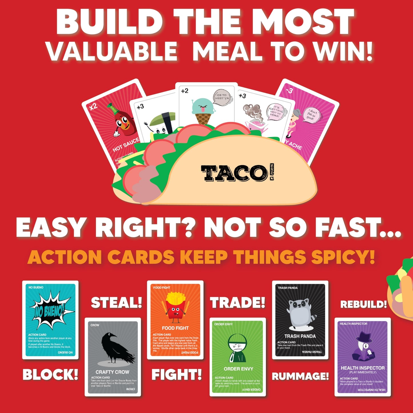 Taco vs Burrito - The Wildly Popular Surprisingly Strategic Card Game Created by a 7 Year Old - 5 Ways to Play - a Family-Friendly Party Game for Kids, Teens & Adults