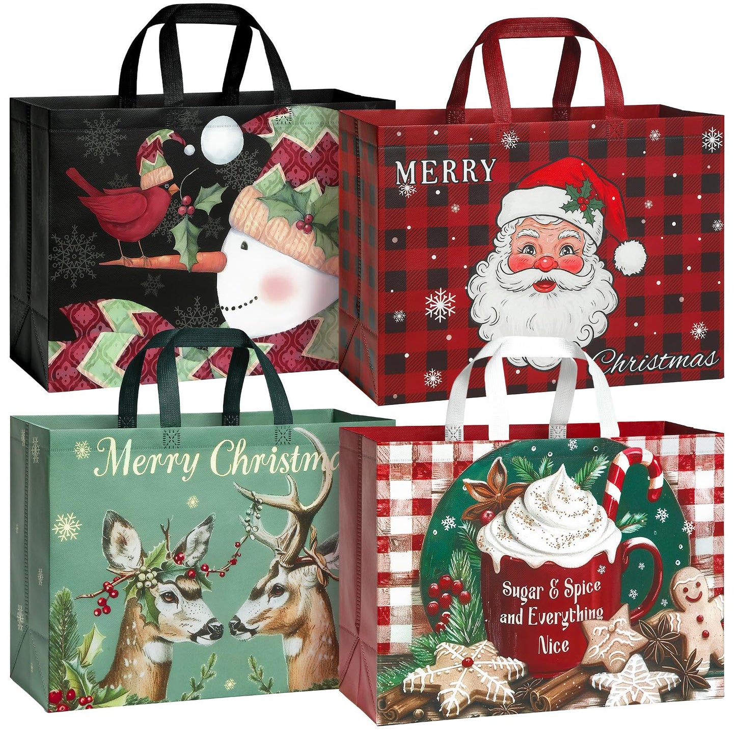 STYPOP 12 Pack 17" Extra Large Christmas Gift Bags, Reusable Non-Woven Christmas Tote Bags with Handles, Perfect for Xmas Gift Wrap/Party Favor Supplies, 16.9" ร 12.6" ร 6.8"