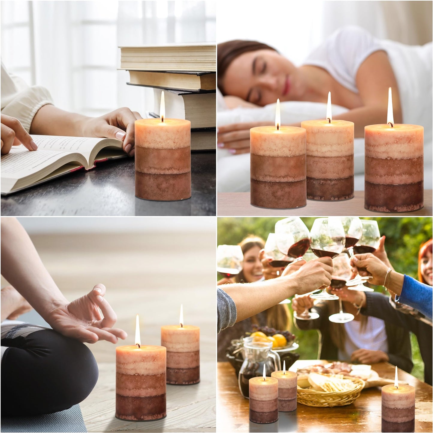 Cafemoon Coffee Pillar Candles, Aromatherapy Scented Candles, 35+ Hours Burn Long Lasting, Set of 3 Tall 3x4 Inch Dripless Pillar Candle, for Wedding and Home Décor