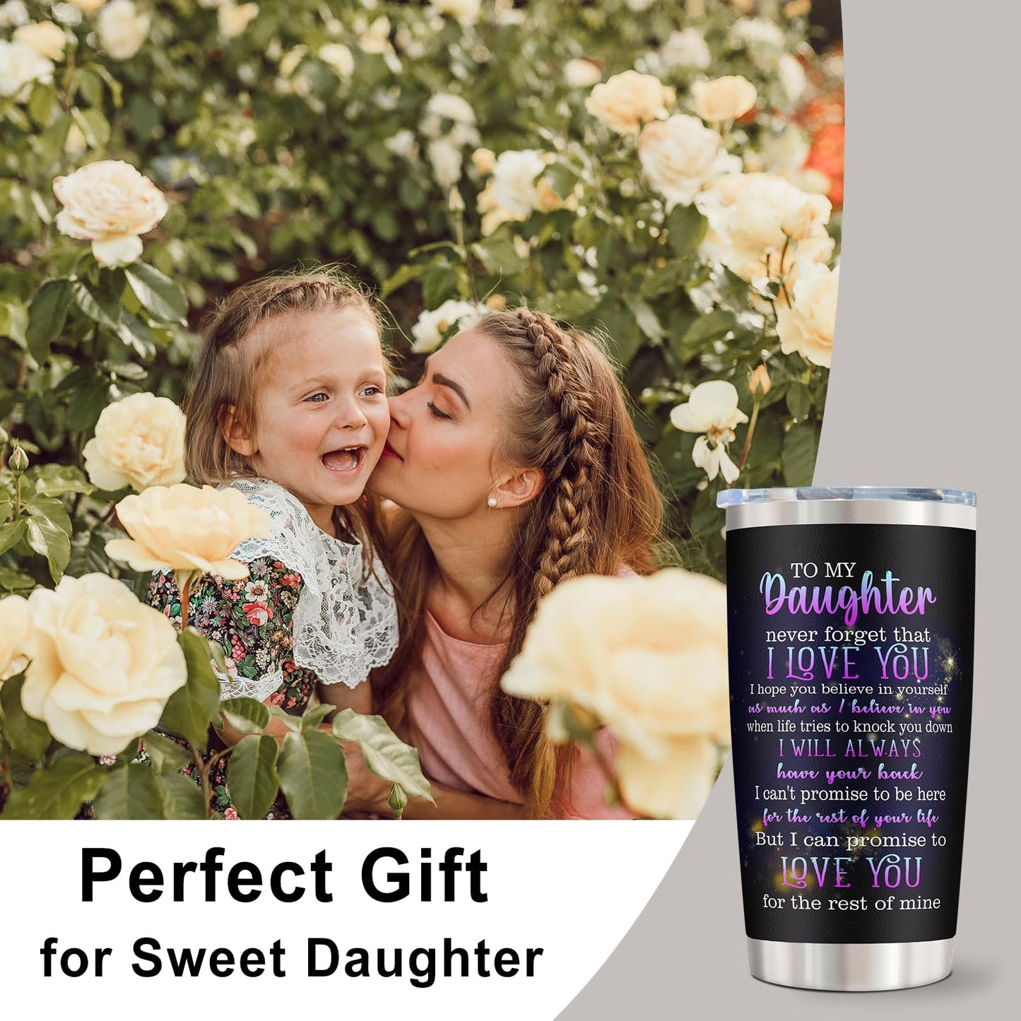 kirusel Daughter Gift from Mom, Best Daughter Gifts, Birthday Gifts for Daughters, Great Birthday Presents for Daughters Adult 20oz Tumbler Mug(1PC)