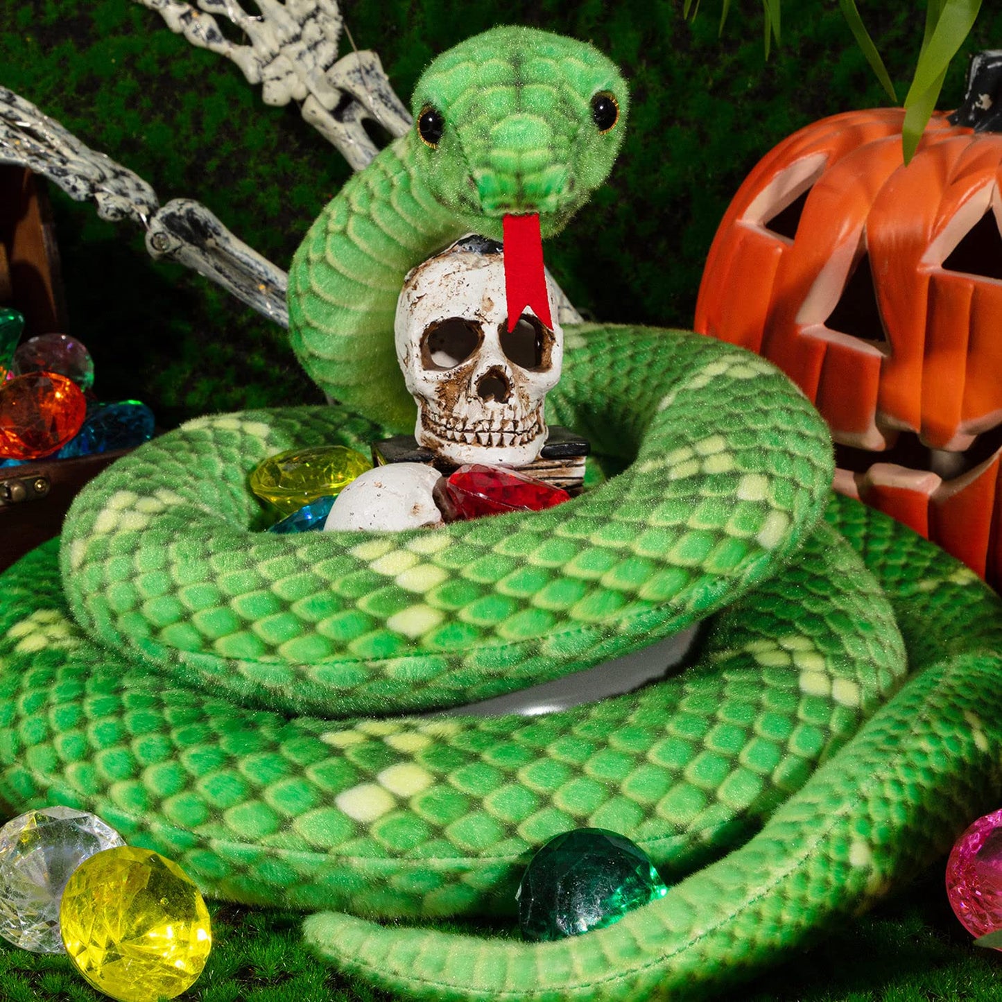 MGZTTHW Snake Plush, 71 in Stuffed Snake Animal, Large Toy Snakes for Kids, Giant Stuffed Animals Snake, Lifelike Plush Snake for Birthday Present Party Prank Prop (Green)