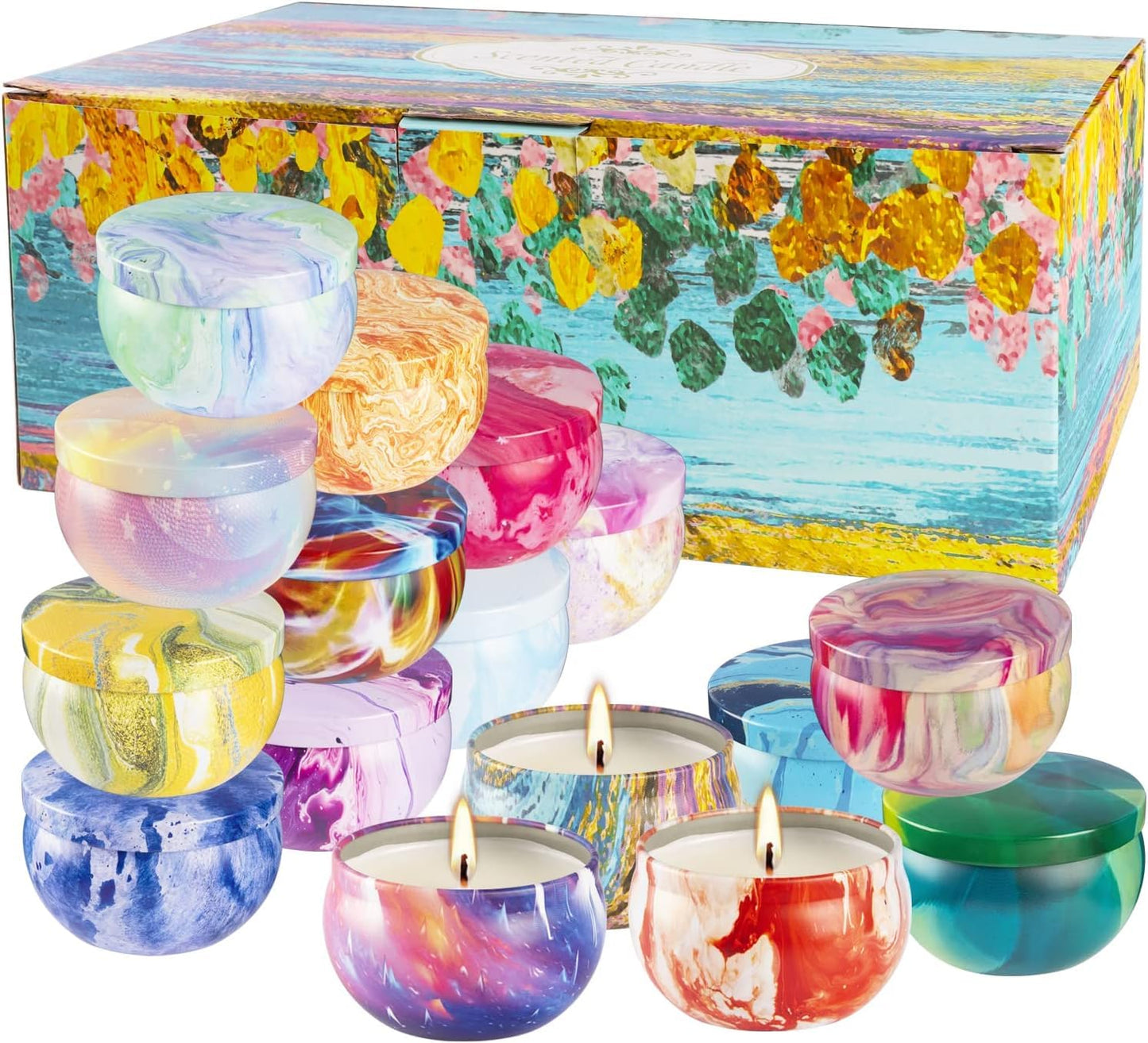 Scented Candles Aromatherapy Candles for Stress Relief,Soy Wax Candles Gifts for Women for Mothers Day, Valentine's Day,Birthday,16 X 2.5 oz