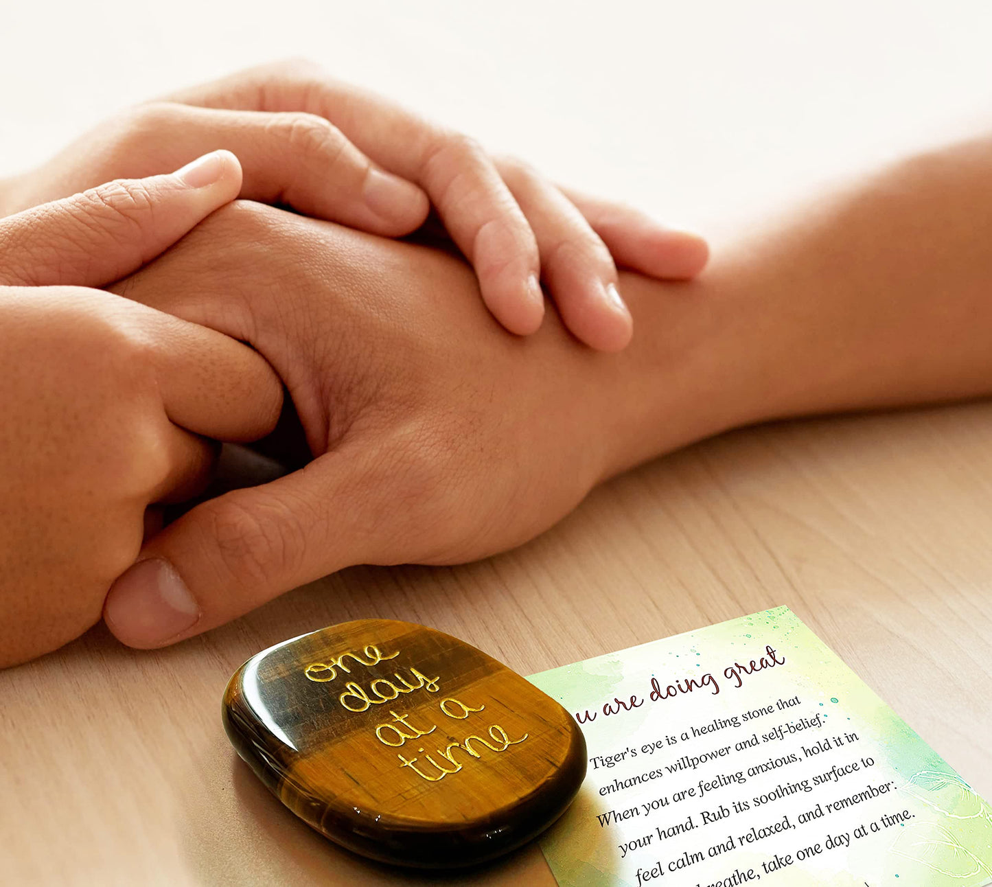 SOLICIEL Tiger Eye Affirmation Crystal, Sobriety AA Gifts Emotional Support Gifts Encouragement Anxiety Stress Relief Item for Men