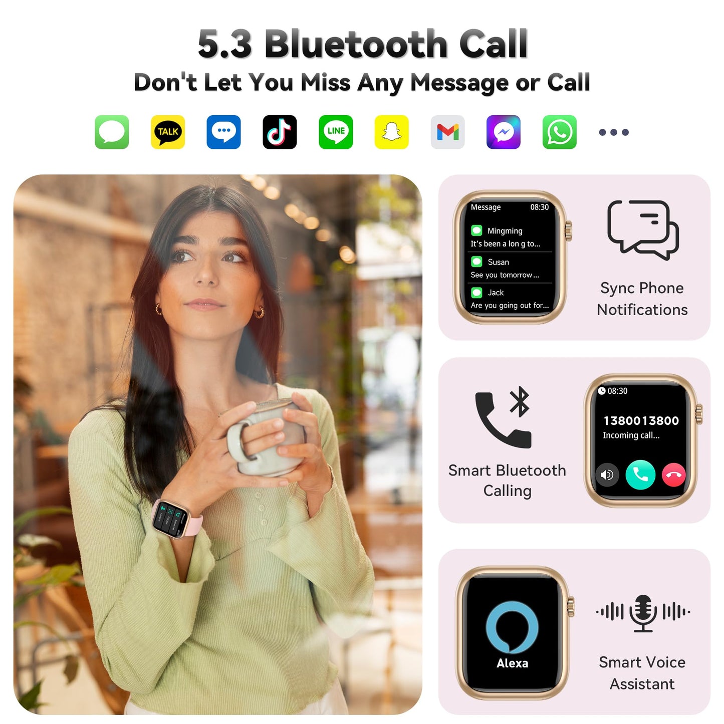 Smart Watch for Men Women, 1.83" Fitness Watch (Answer/Make Call), Smartwatch with Heart Rate/Blood Pressure, Sleep Tracker, Pedometer, 120+ Sport Modes,IP68 Waterproof Fitness Tracker for Android IOS