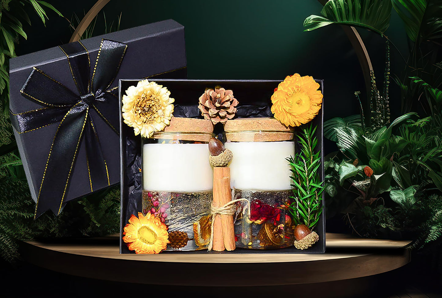 Crystal Candle Gift Set, Organic Natural Flowers in Yelly, Aromatherapy, Healing Gemstones, Botanical Scented Fragrance, Manifestation, Intention, Gel Candle, Christmas, Motherās Day, Gift for Woman