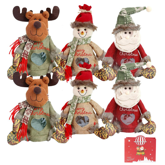 Christmas Doll Gift Bags Zipper Design - Small Fabric Gift Bags (6pcs)