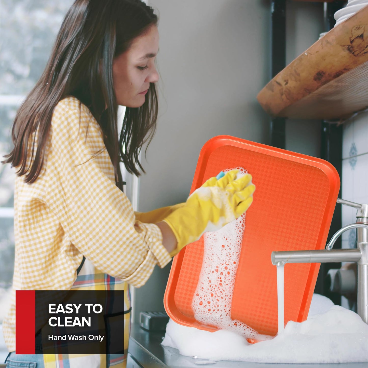 Stock Your Home Large Plastic Serving Trays for Fast Food (Set of 6) 16” x 12” Multicolor Cafeteria Tray for Lunch, Restaurant, Café, Craft Service Carts