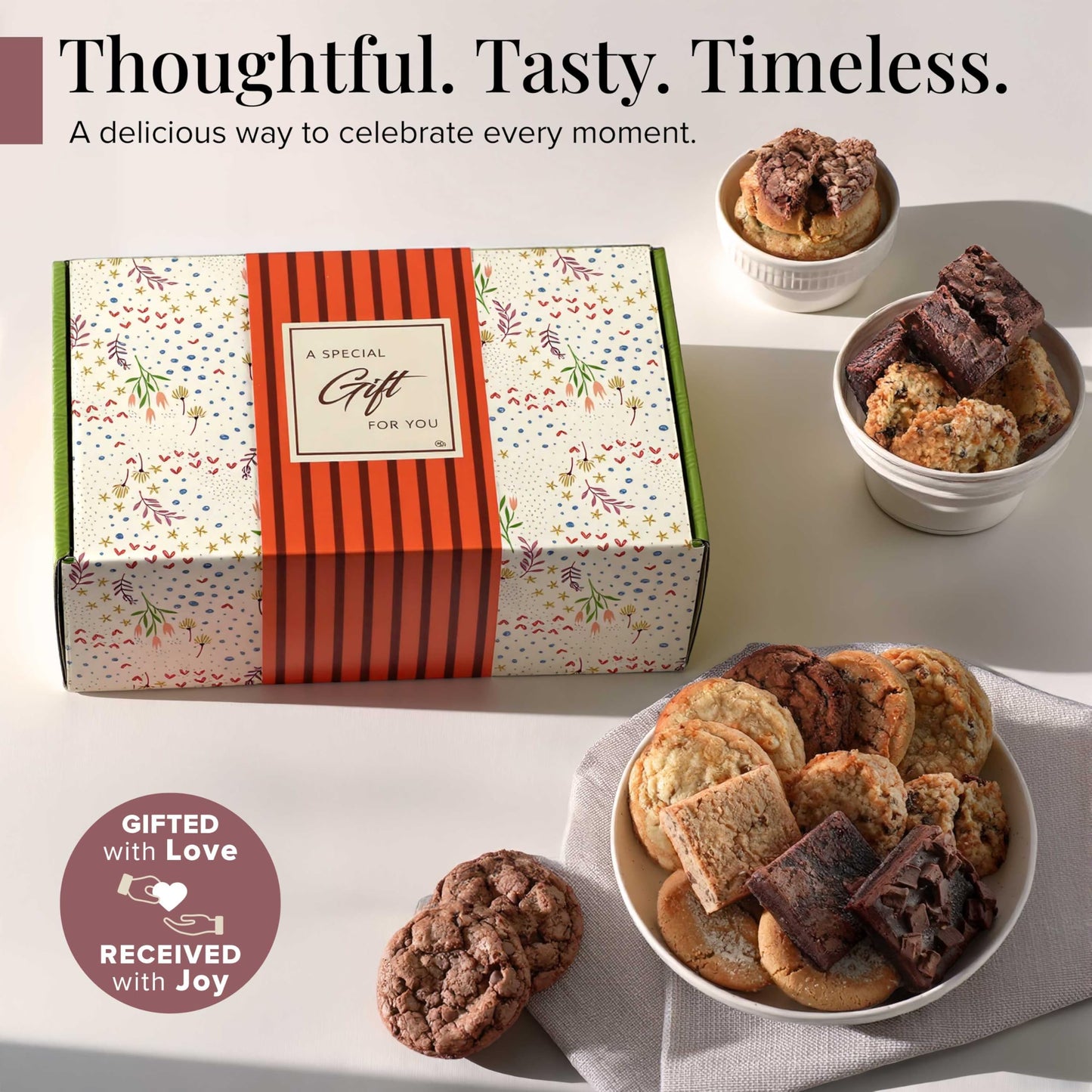 Broadway Basketeers Cookies Gift Baskets for Delivery Fresh Baked Gourmet Cookies and Brownies, Individually Wrapped Edible Care Package for Mom, Grandpa, Families, Holiday Gifts, Christmas, Coworkers