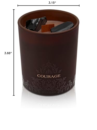 Deep Eden Empowerment Crystal Candle, 7.4 Oz, Brown - Forest Mahogany Scented Candle - Candles for Men with Wooden Wick, Black Tourmaline, Essential Oils & Premium Botanical Soy, Coconut and Beeswax