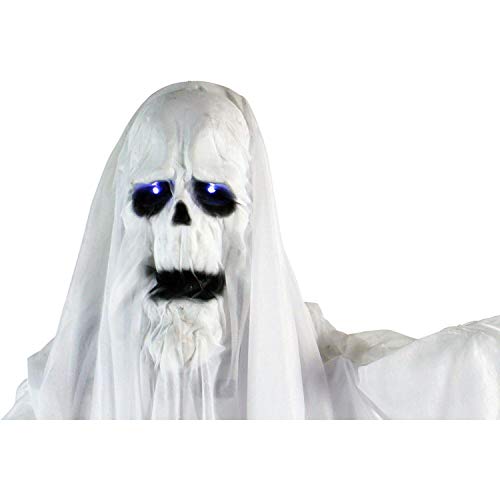 Haunted Hill Farm Life-Size Scary Talking Ghost Animatronic with Touch Activated Lights and Sound, Battery Operated Indoor or Covered Outdoor Decoration, Creepy Halloween Prop