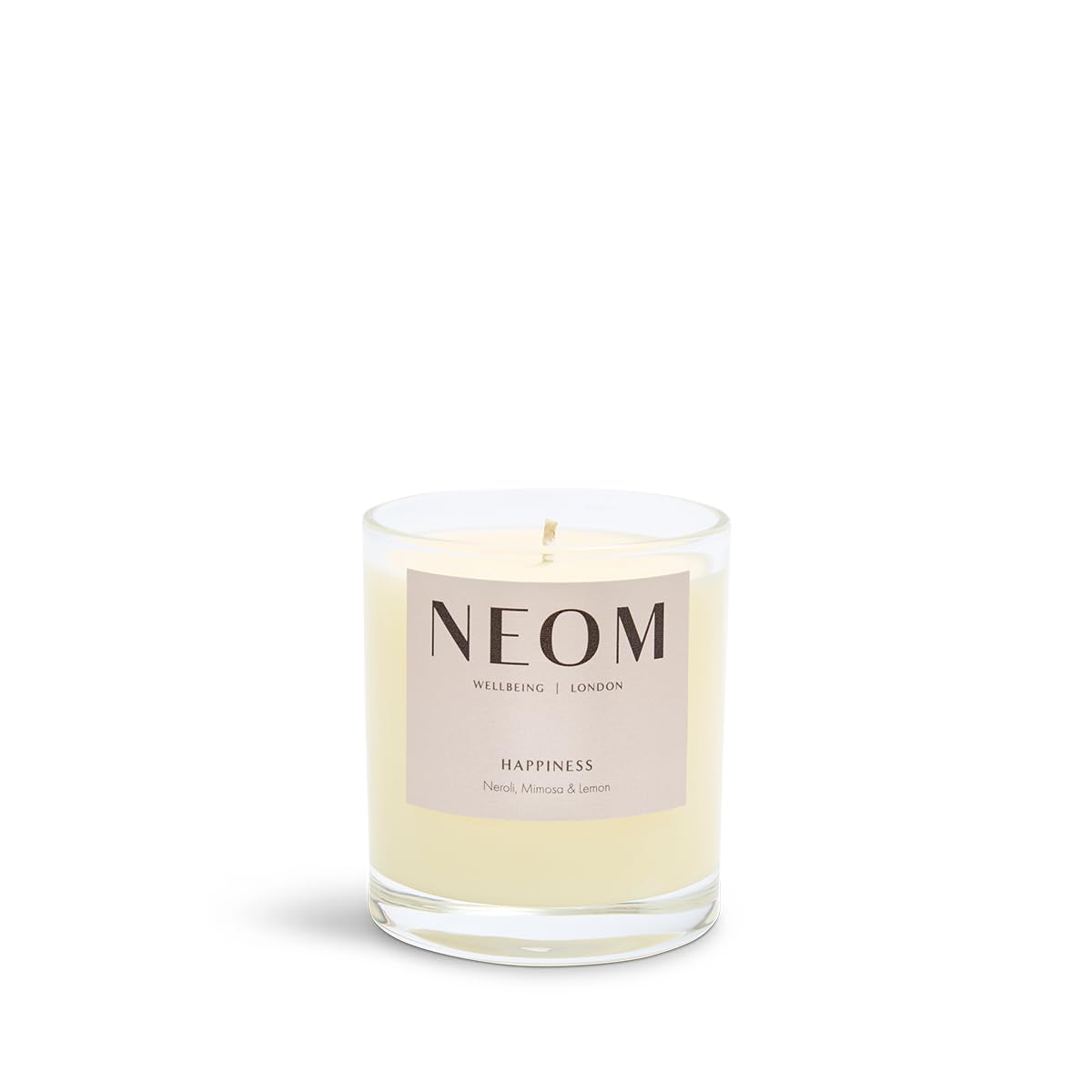 NEOM- Happiness 1 Wick Candle | Neroli, Mimosa & Lemon | Essential Oil Aromatherapy Candle