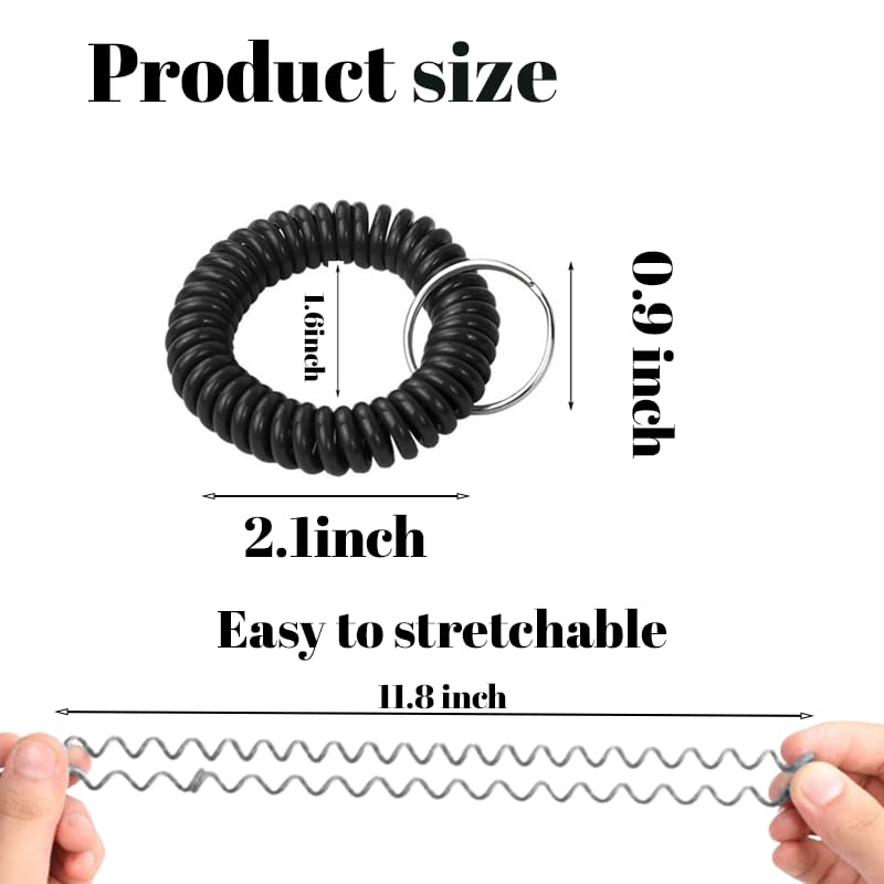 EUDORALIFE 110 PCS Wristlet Keychains Stretchable Plastic Wrist Keychain Bracelet Key Chains Wrist Coil Wrist Band Key Ring Chain Holder for Office, Outdoor Sport, Sauna, Workshop, Shopping Mall