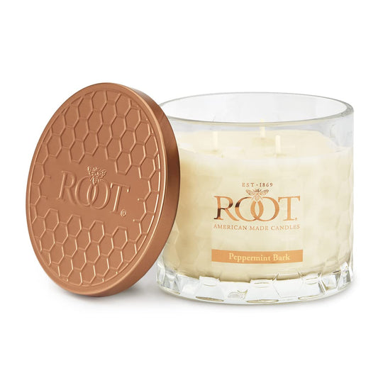 Root Candles Holiday Scented Candles Honeycomb Glass Premium 3-Wick Handcrafted Beeswax Blend Candle, 12-Ounce, Peppermint Bark