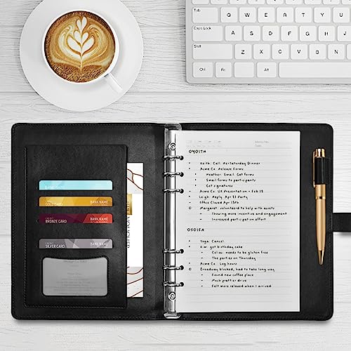 DIGTIA Christmas Pattern with Gifts PU Leather Notebook A5 Binder 6 Ring Refillable Journal with Magnetic Buckle Closure Loose Leaf Travel Office Planner Budget Binder Notepad Portfolio,