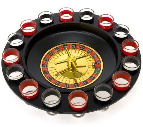 Shot Glass Roulette Drinking Game – 16-Piece Red/Black Set with 2 Metal Balls, Fun Adult Party Game for White Elephant, Game Nights, and Gifts
