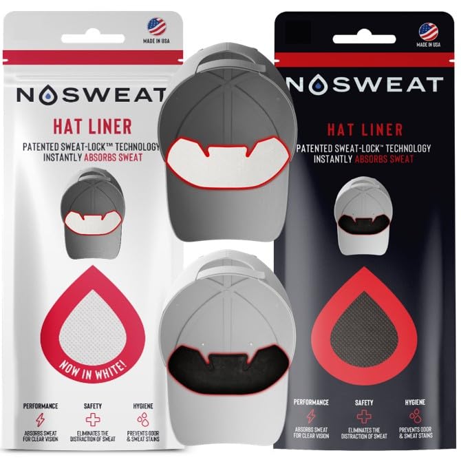 Golf Hat Sweat Liner – Prevents Stains & Odor by NoSweat- Patented Technology Made in The USA (3) Blk