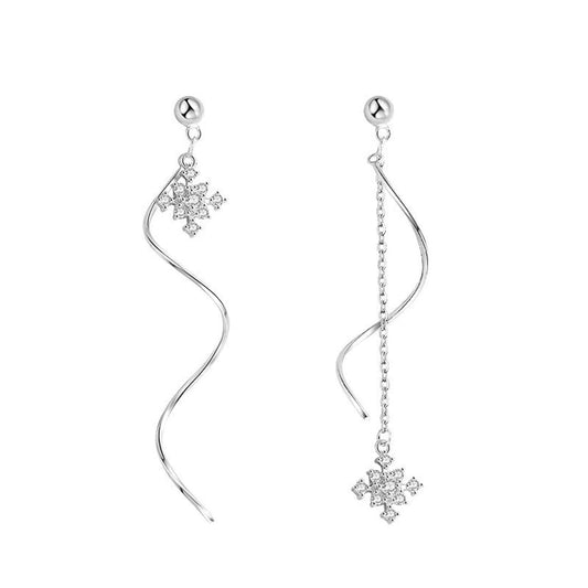 SLUYNZ Solid 925 Sterling Silver Snowflake Earrings Dangle for Women Teen Girls Snowflake Dangle Earrings Chain (A-Sterling Silver)