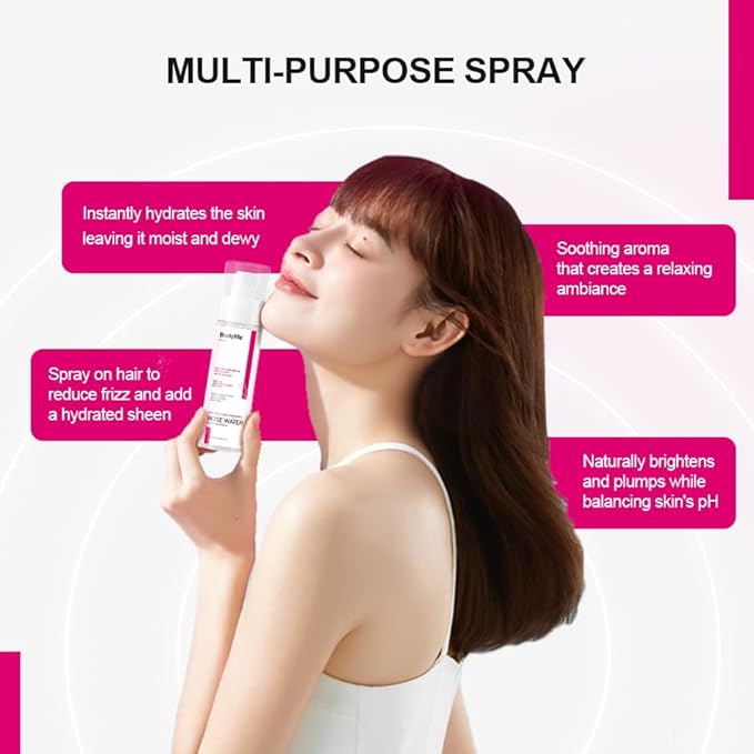 Rose Water Hydrating Facial Toner Mist Refreshing Facial Mist for All Skin Types,Refreshing, Conditioning, Soothing, Moisturizing, Perfect for Travel,3.38 Fl Oz