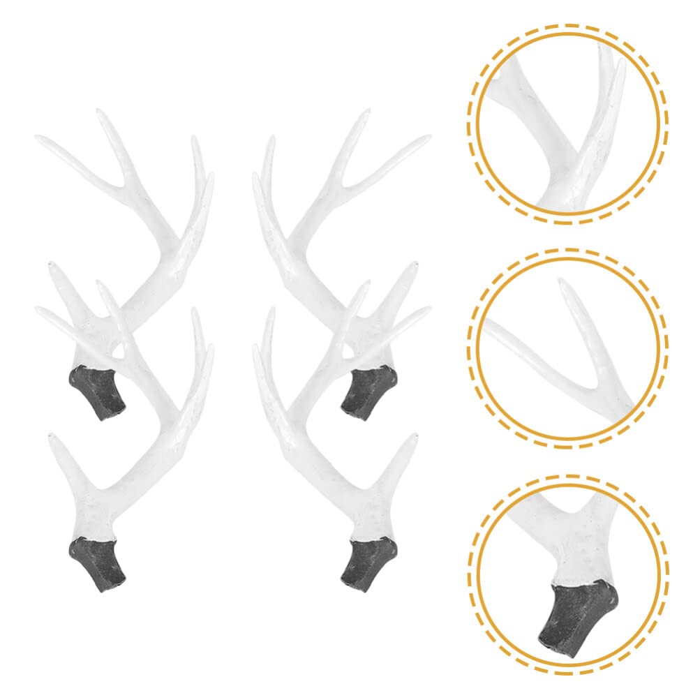 PRETYZOOM 4pcs Christmas Reindeer Antler White Deer Antler for Craft Faux Animal Horn for Headband Hair Pins Making Christmas Handcraft Accessory