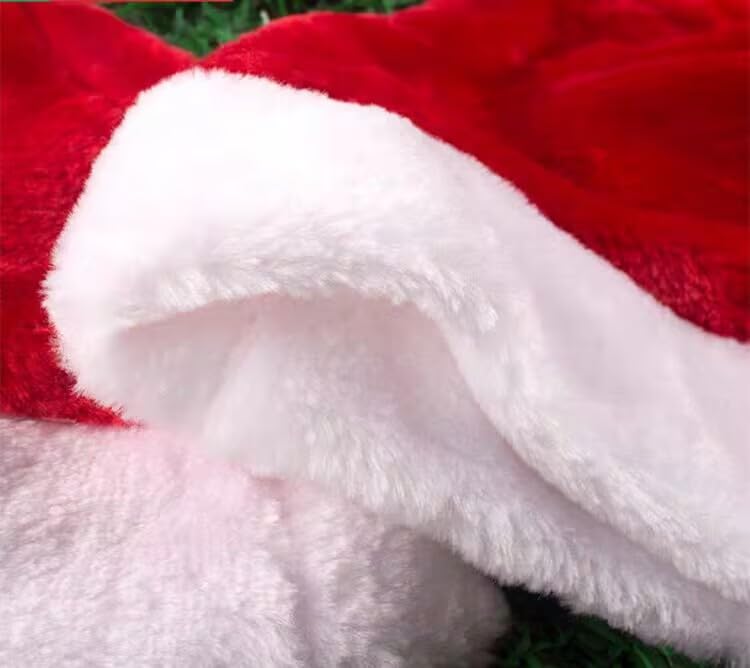 MarJunSep 12 Pack Plush Santa Christmas Hats for Kids Children Teenagers & Adults Small Head, Red Plush Xmas Hats with White Cuffs for Christmas Holiday