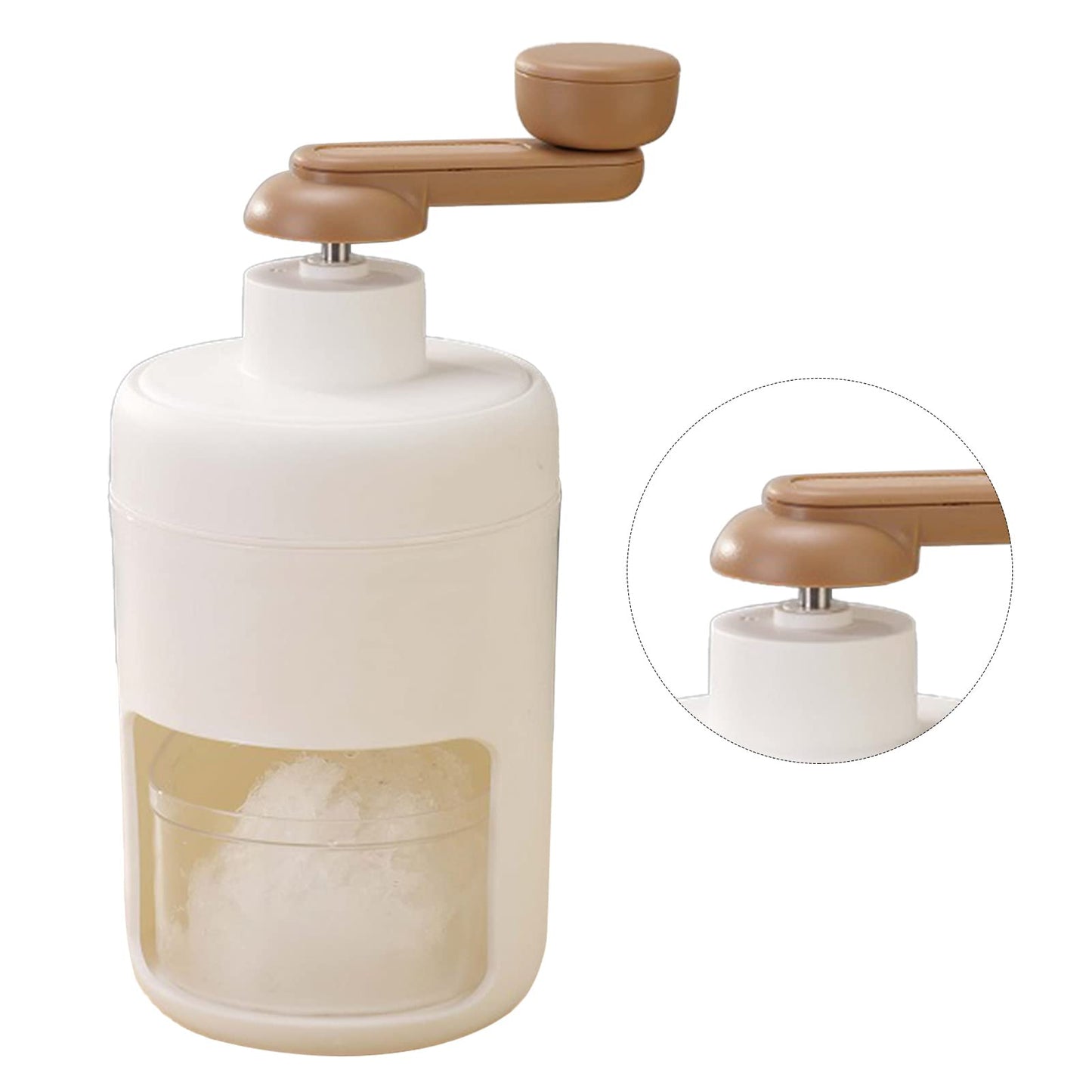 Hand Crank Ice Crusher Food Grade Mini Snow Cone Machine Home Use White (White)
