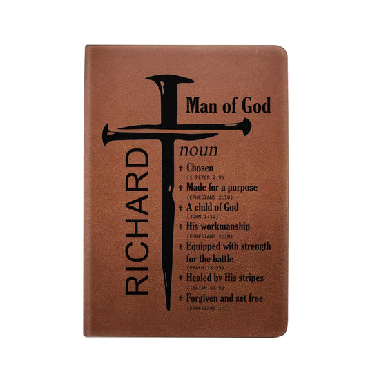 Jesuspirit - Personalized Leather Cover Notebook, Religious Christian Gifts For Men And Women, Bible Notebook For Women, Mom, Her On Mother Day, Birthday, Christmas (Man - Woman Of God)