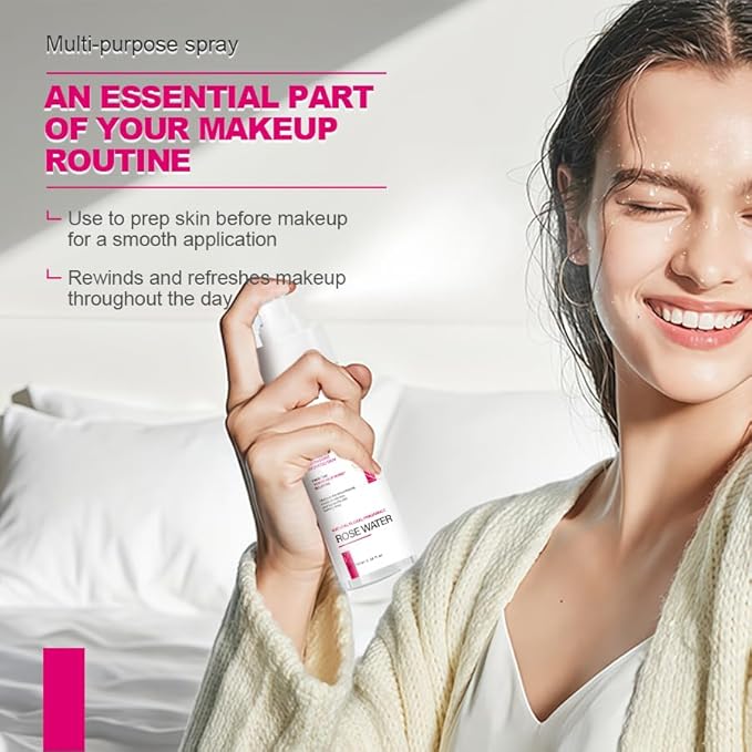 Rose Water Hydrating Facial Toner Mist Refreshing Facial Mist for All Skin Types,Refreshing, Conditioning, Soothing, Moisturizing, Perfect for Travel,3.38 Fl Oz