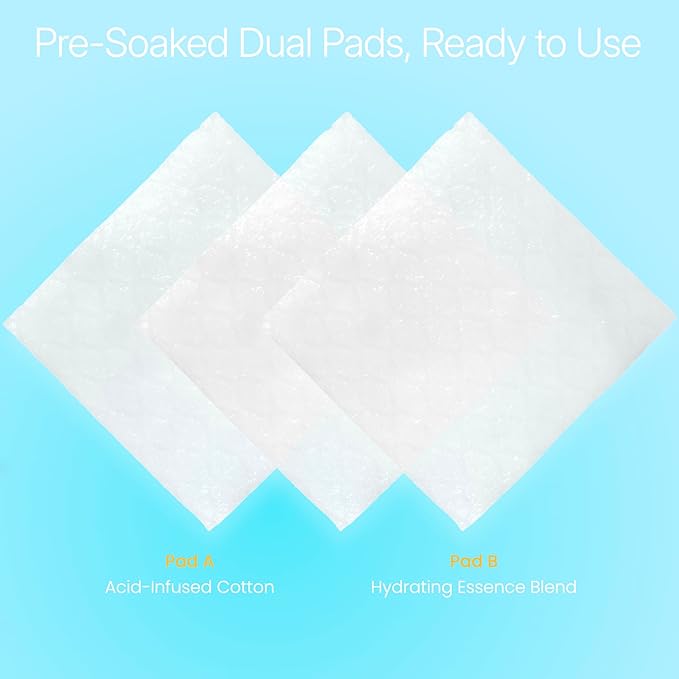 A+B Exfoliating & Repair Face Pads 30 Tx - 2-Step Acid Peel Serum Treatment with Glycolic, Salicylic, Kojic Acid & Retinol Hyaluronic Peptides for Smooth Skin, Pore Minimizer, Hyperpigmentation