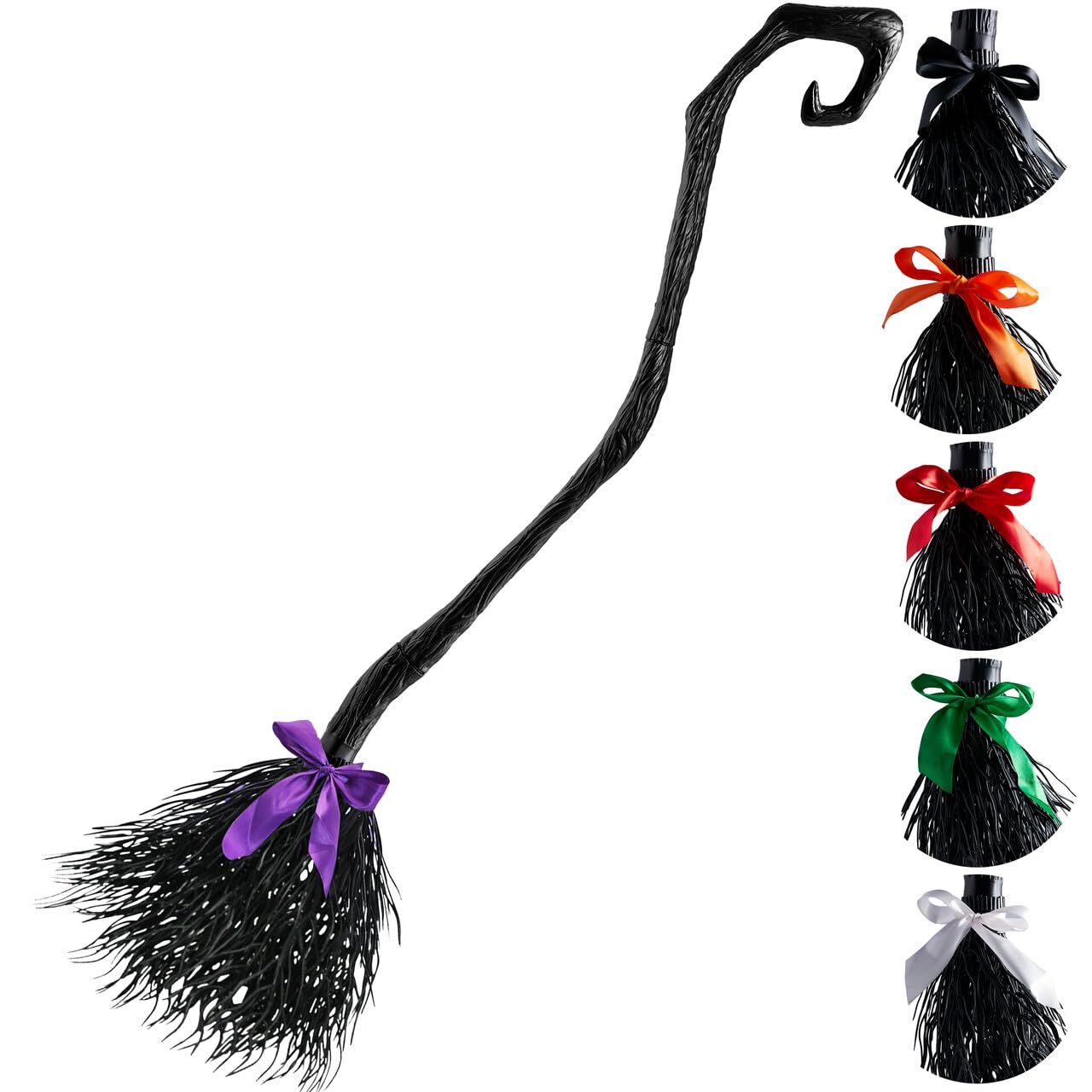 JOYIN 55'' Witch Broom with Ribbons for Kids Halloween Witches Broomstick, Costume Parties, Photo Booth Accessory, Halloween Decorations