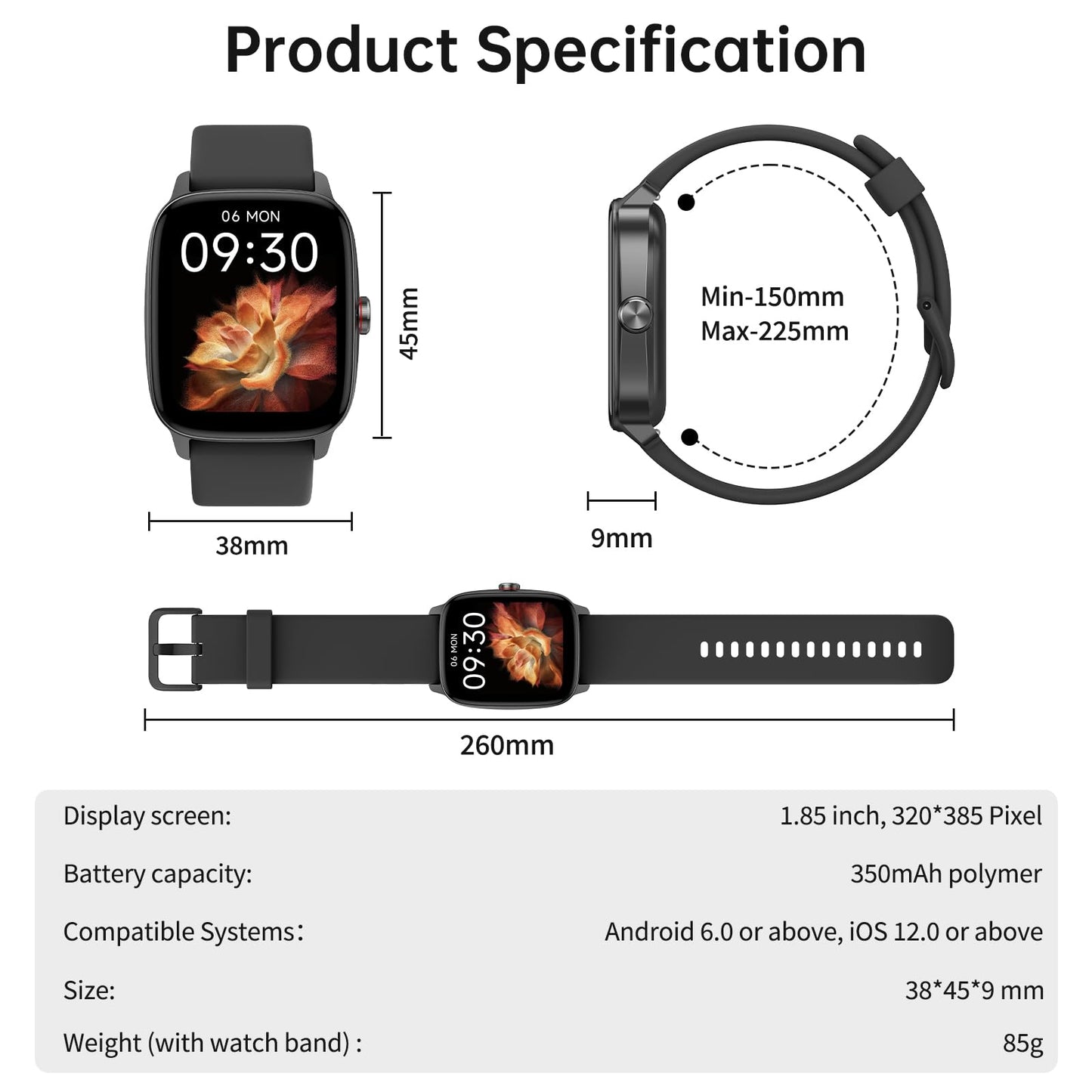 Smart Watch for Men Women with Bluetooth Call & AI Voice, 1.85" HD Fitness Tracker with Heart Rate SpO2 Sleep Monitor, 100+ Sports Modes, Mini Games, IP68 Waterproof Smartwatch for Android iOS Phones