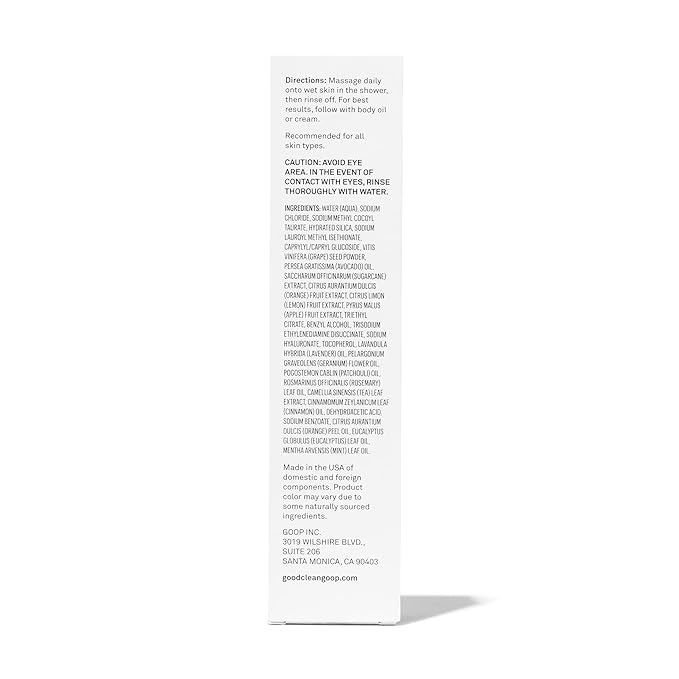 good.clean.goop beauty The Body Facial Exfoliating Scrub | Body Exfoliant & Cleanser for Glowing Skin | AHAs, Grape-Seed Exfoliant & Avocado Fruit Oil | Dead Skin Remover | Cruelty-Free & Vegan | 5 oz