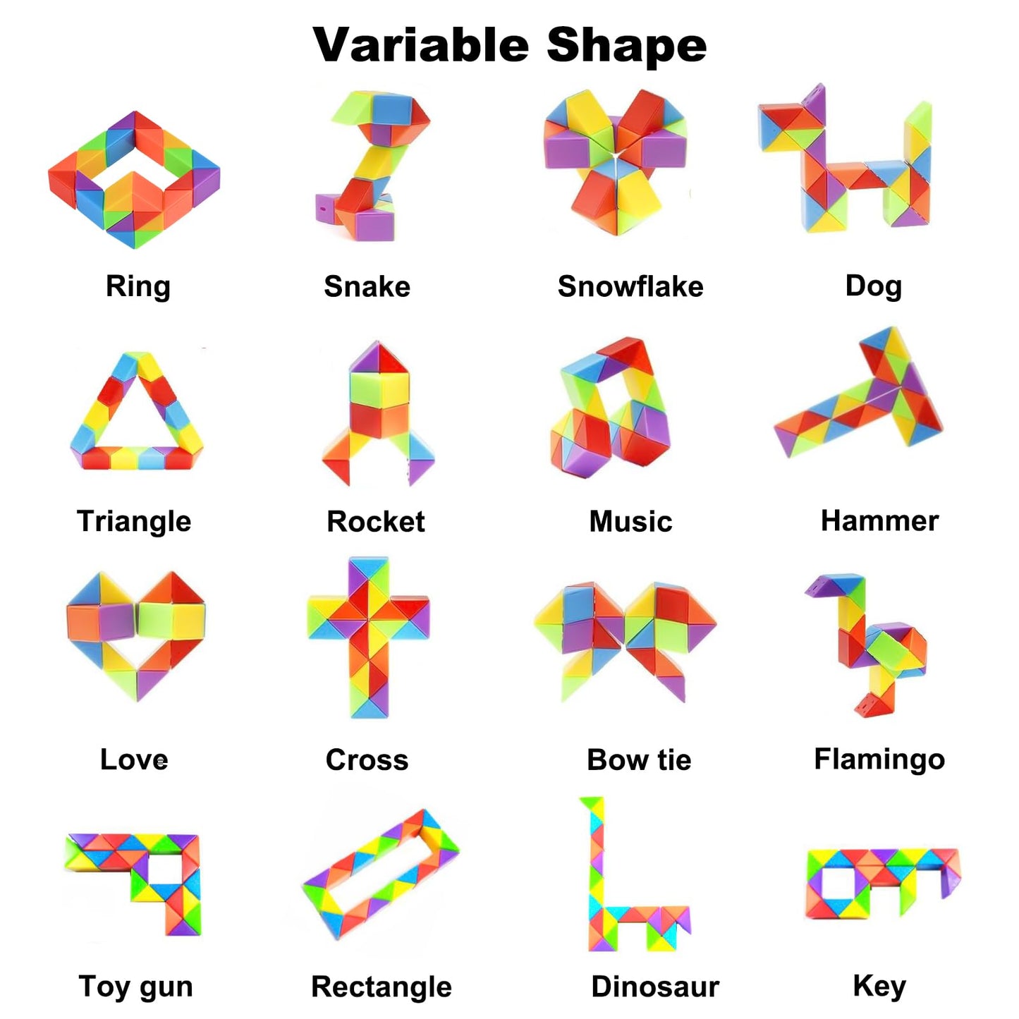 GOLDGE 40 Pack Mini Fidget Snake Cube Puzzle Toys - Party Favors & Goodie Bag Fillers, Travel Toys for Kids Ages 4-8, Rainbow Colors - Bulk Birthday & Back to School Gifts - Stocking Stuffers