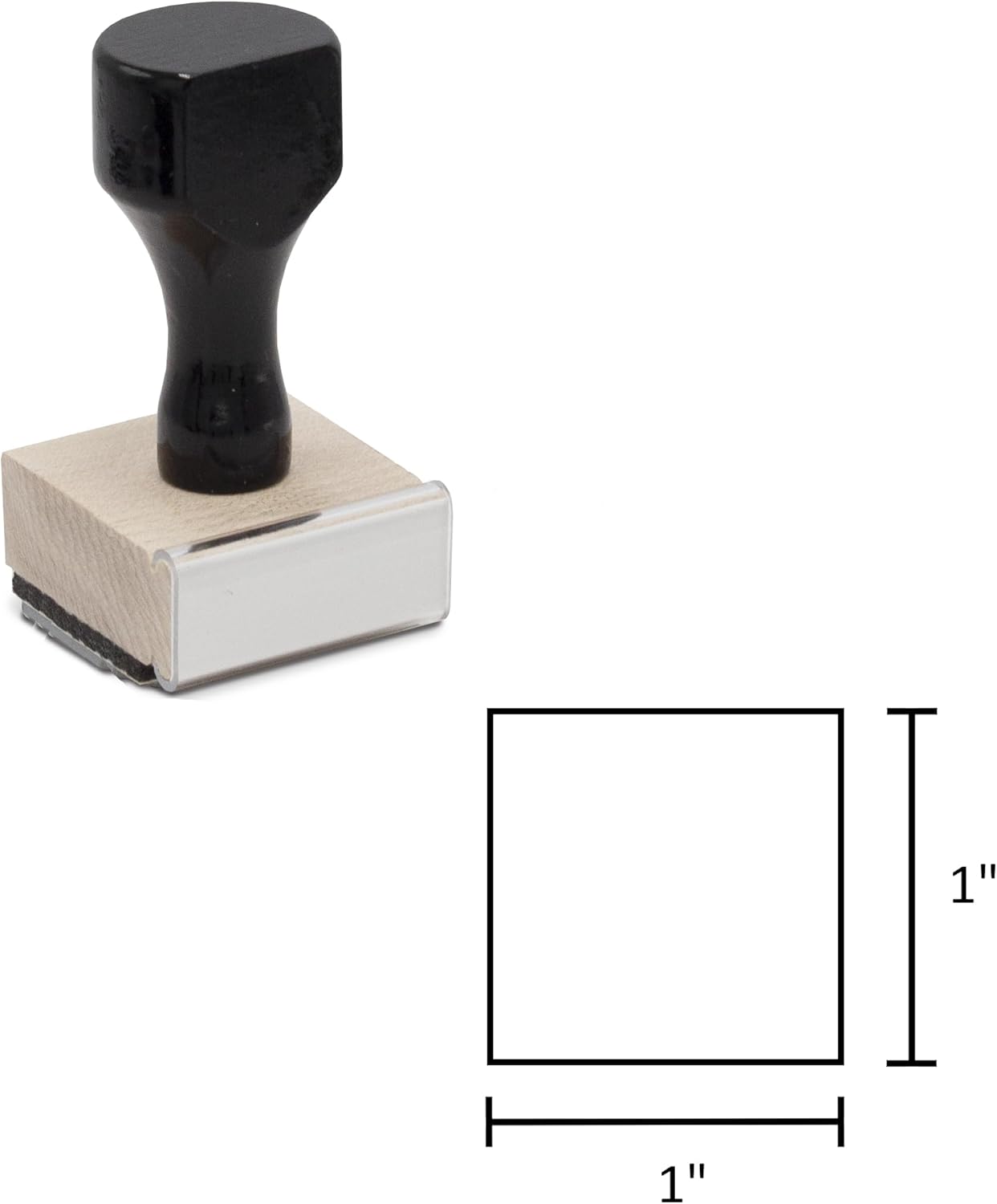 Infusion Custom Text Traditional Wood Stamp with Plastic Handle, 1" x 1"