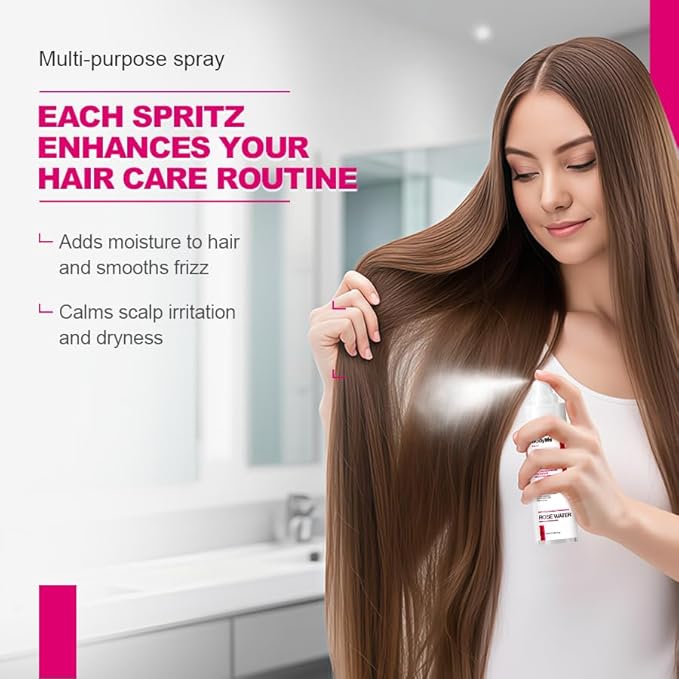 Rose Water Hydrating Facial Toner Mist Refreshing Facial Mist for All Skin Types,Refreshing, Conditioning, Soothing, Moisturizing, Perfect for Travel,3.38 Fl Oz