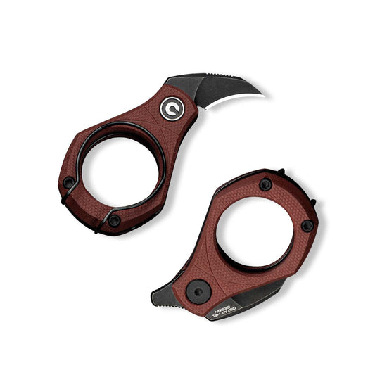 CIVIVI Pyrus Mini Keychain Knife (1 Piece), Small EDC Pocket Folding Box Cutter with 14C28N Blade & Ringed G10 Handle, Christmas Stocking Stuffers Gift for Men Women C23038-1, Burgundy