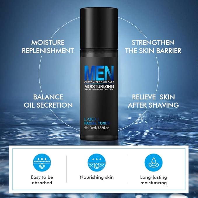 LAIKOU Skin Care Set, Gifts for Men, Skincare Gift Set, Men Skincare with Facial Cleanser, Toner, Eye Cream, Serum, Cream Father's Day Christmas Birthday Valentines for Him Dad Husband Boyfriend