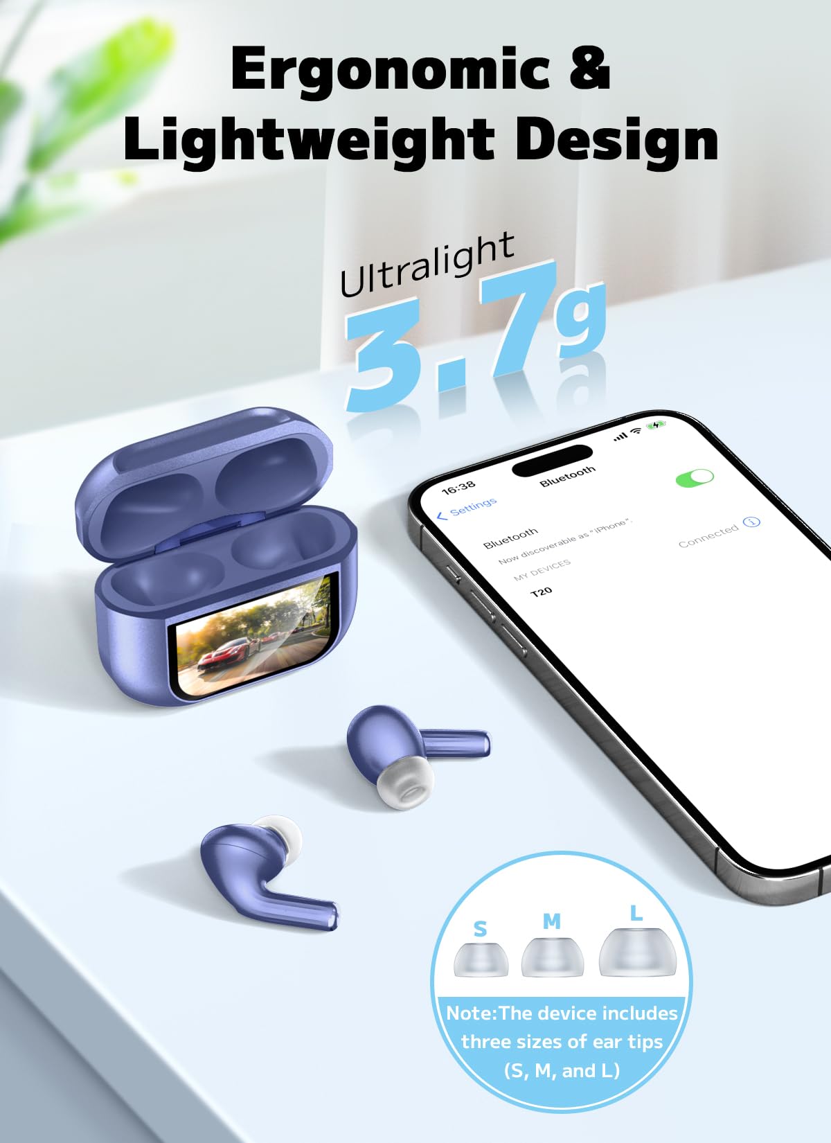 Szwod Wireless Earbuds, Bluetooth 5.4 Ear Buds with Multifunctional Touch Screen, ANC/ENC Noise Cancelling Headphones, 48Hrs Playtime in-Ear Fit Earphones for Android/iOS